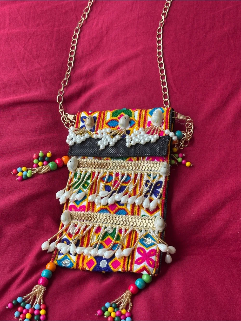 Gujarati Embroidered Phone Pouch Crossbody Bag Navratri